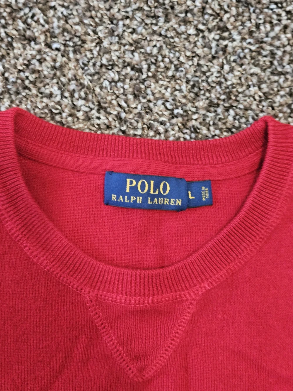 Polo by Ralph Lauren Men's Red Cotton Crewneck Sweater(size Large)